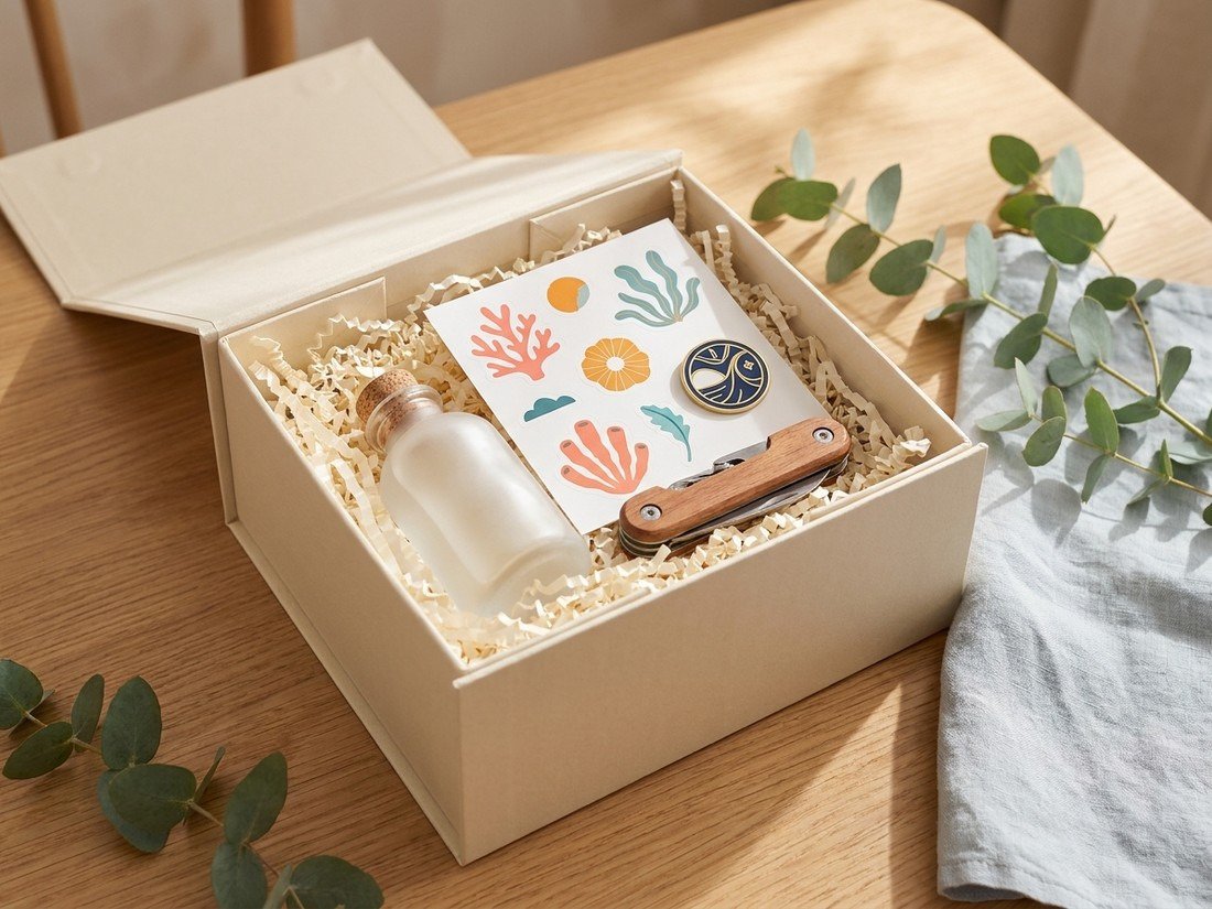 An open gift box of fun goods